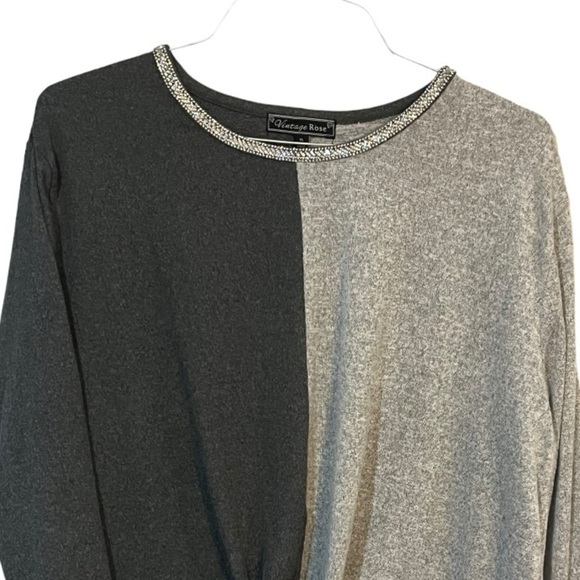 Vintage Rose size XL knotted front embellished collar soft sweater EUC - Picture 5 of 9